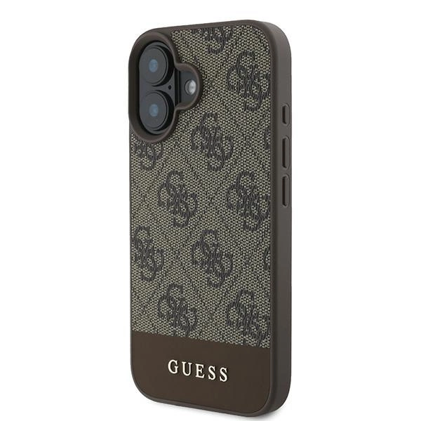 Etui Guess 4G Bottom Stripe na iPhone 16 Plus 6.7" - brązowe