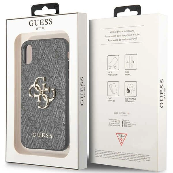 Etui Guess 4G Big Metal Logo na iPhone X / XS - szare