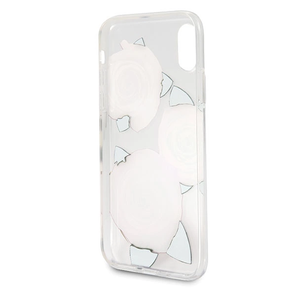 Etui Guess Flower Desire Red Rose na iPhone X - przezroczyste