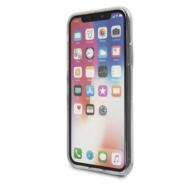 Etui Guess Flower Desire Red Rose na iPhone X - przezroczyste