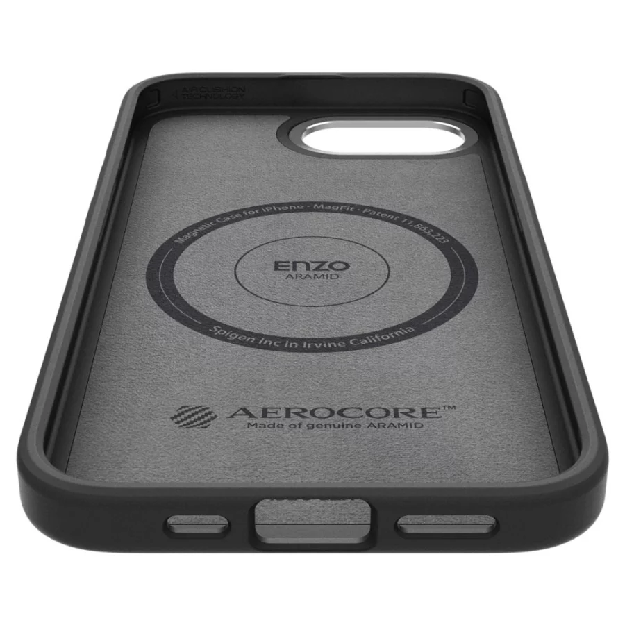 Etui Spigen Enzo Aramid MagSafe na iPhone 16e / 17e- czarne