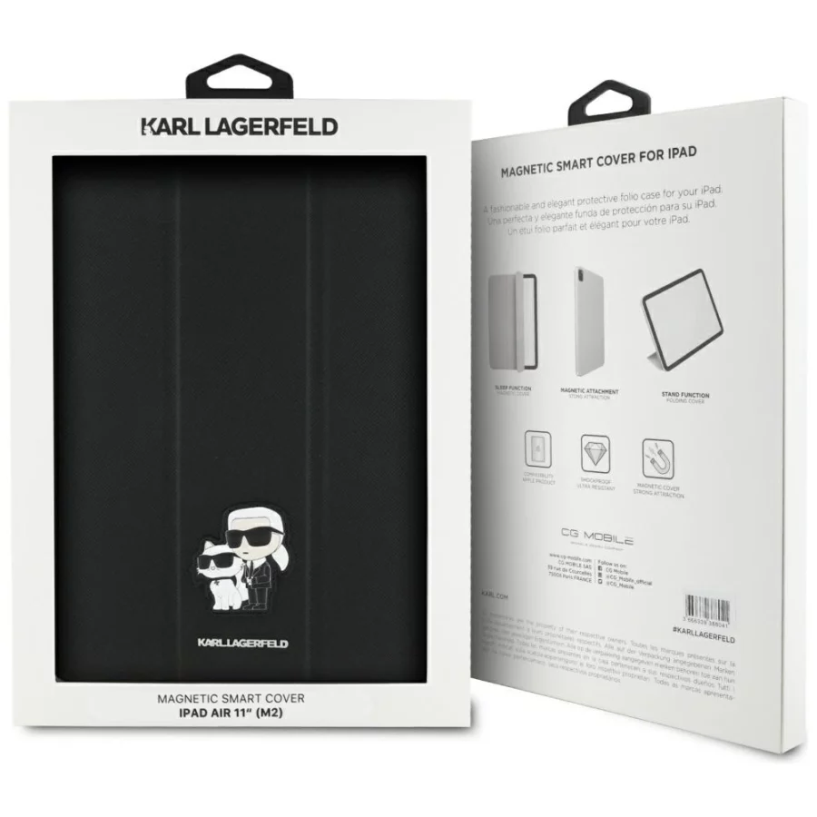 Etui Karl Lagerfeld Saffiano Magnetic Karl & Choupette na iPad Air 11" 2024 Book Cover - czarne