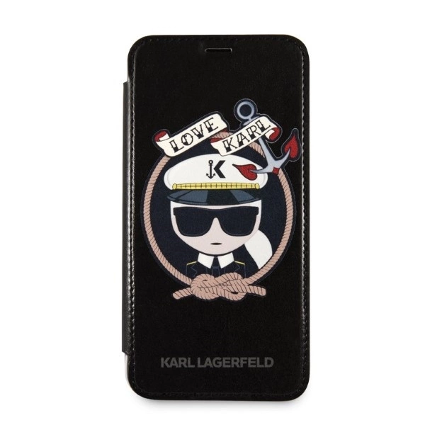 Etui Karl Lagerfeld Signature Glitter na iPhone X / Xs - czarne