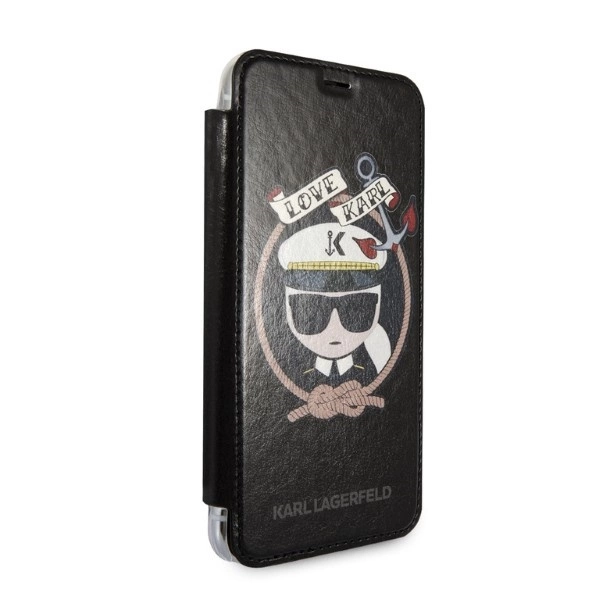 Etui Karl Lagerfeld Signature Glitter na iPhone X / Xs - czarne