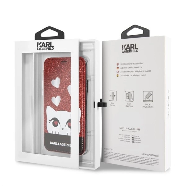 Etui Karl Lagerfeld Valentine na iPhone X / XS - czerwone