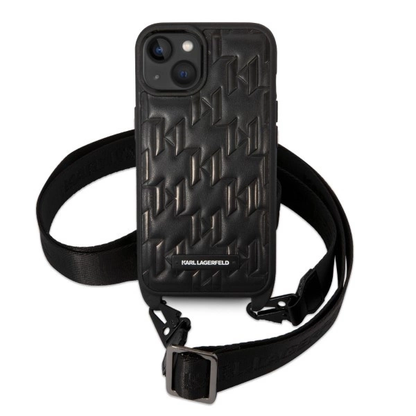 Etui Karl Lagerfeld Monogram Plaque Logo Strap na iPhone 14 / 15 / 13 6,1" - czarne