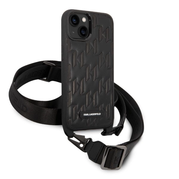 Etui Karl Lagerfeld Monogram Plaque Logo Strap na iPhone 14 / 15 / 13 6,1" - czarne