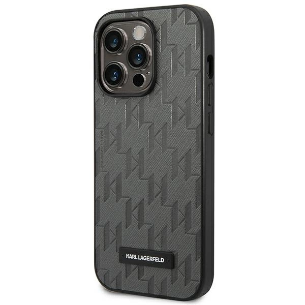 Etui Karl Lagerfeld Saffiano Mono Metal Logo na iPhone 14 Pro Max 6,7" - szare