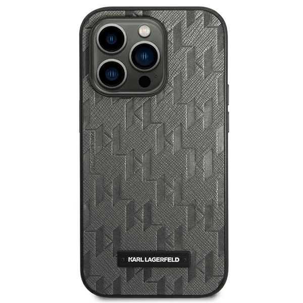 Etui Karl Lagerfeld Saffiano Mono Metal Logo na iPhone 14 Pro Max 6,7" - szare