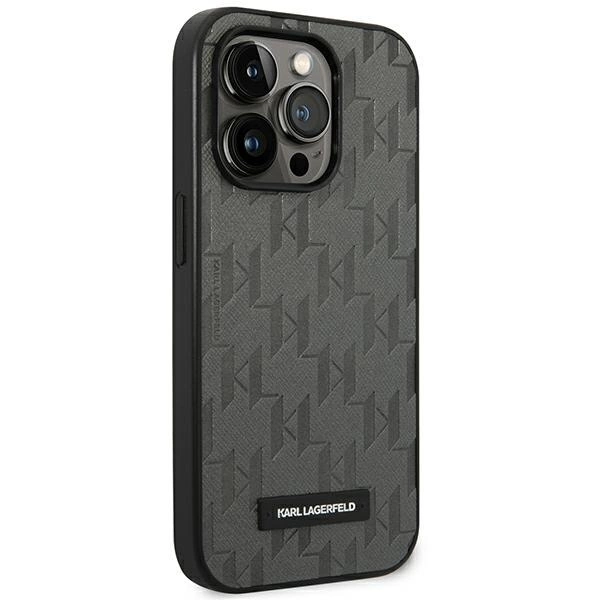 Etui Karl Lagerfeld Saffiano Mono Metal Logo na iPhone 14 Pro Max 6,7" - szare