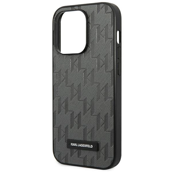 Etui Karl Lagerfeld Saffiano Mono Metal Logo na iPhone 14 Pro Max 6,7" - szare