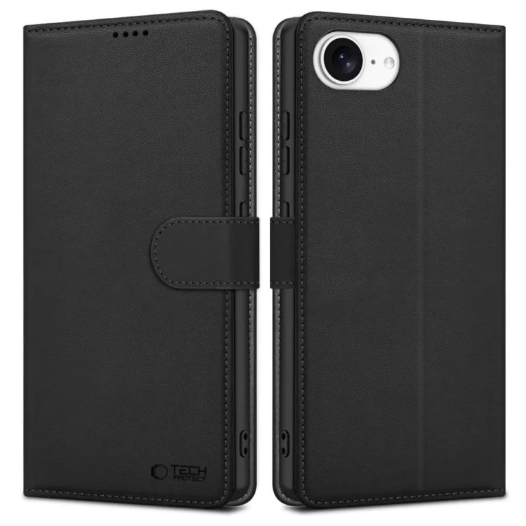 Etui Tech-Protect Wallet na iPhone 16e / 17e - czarny mat