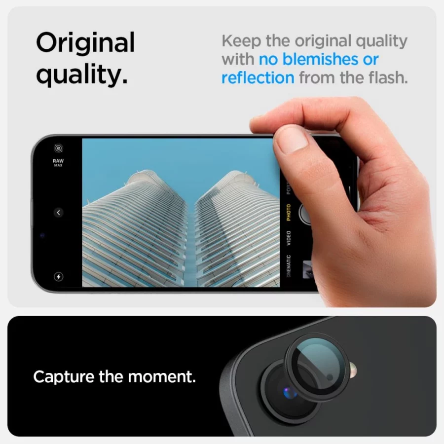 Osłona aparatu Spigen Optik Pro GLAS.TR "Ez Fit" 2-pack na iPhone 16e / 17e - czarna
