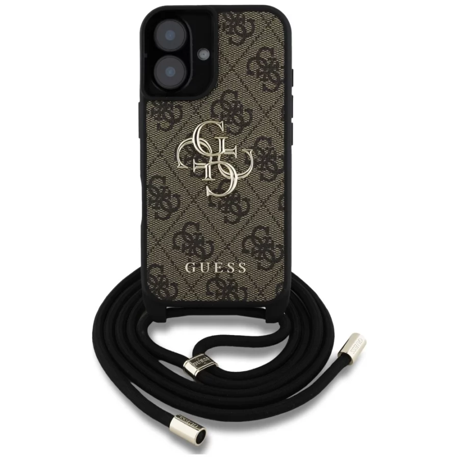 Etui Guess 4G Big Logo Cord Stap Crossbody do iPhone 16 brązowy