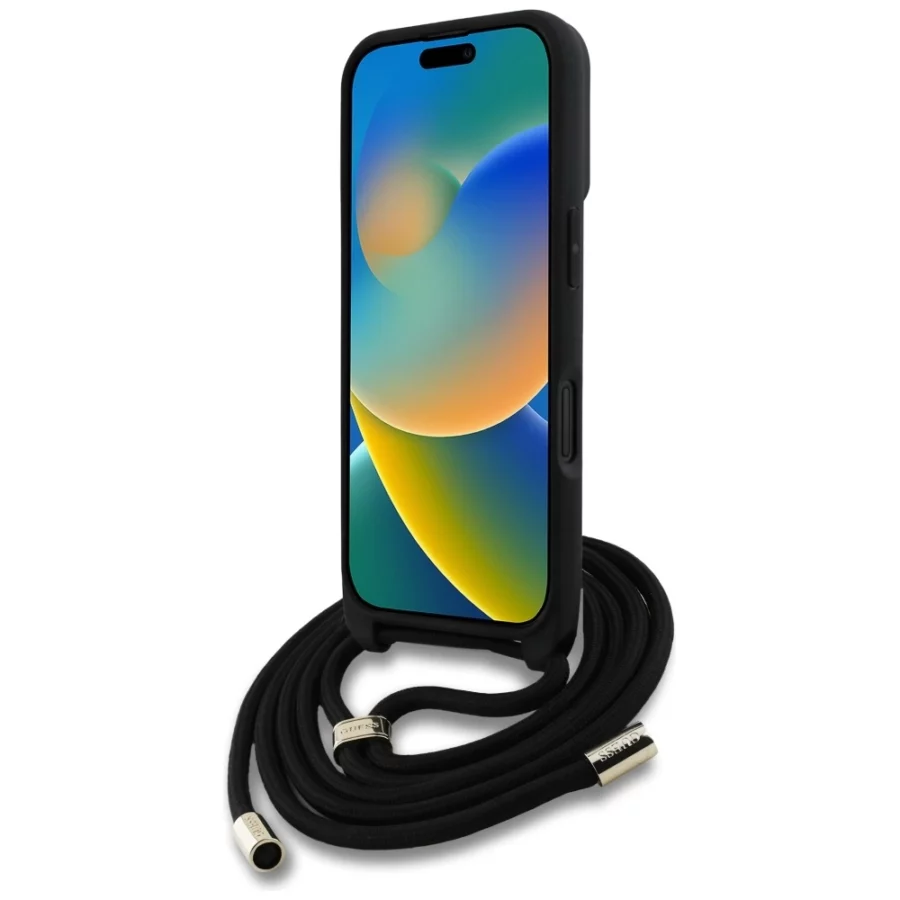 Etui Guess 4G Big Logo Cord Stap Crossbody do iPhone 16 brązowy