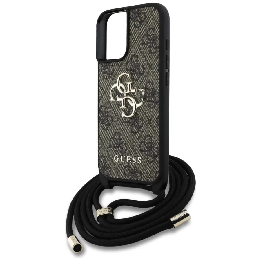 Etui Guess 4G Big Logo Cord Stap Crossbody do iPhone 16 brązowy
