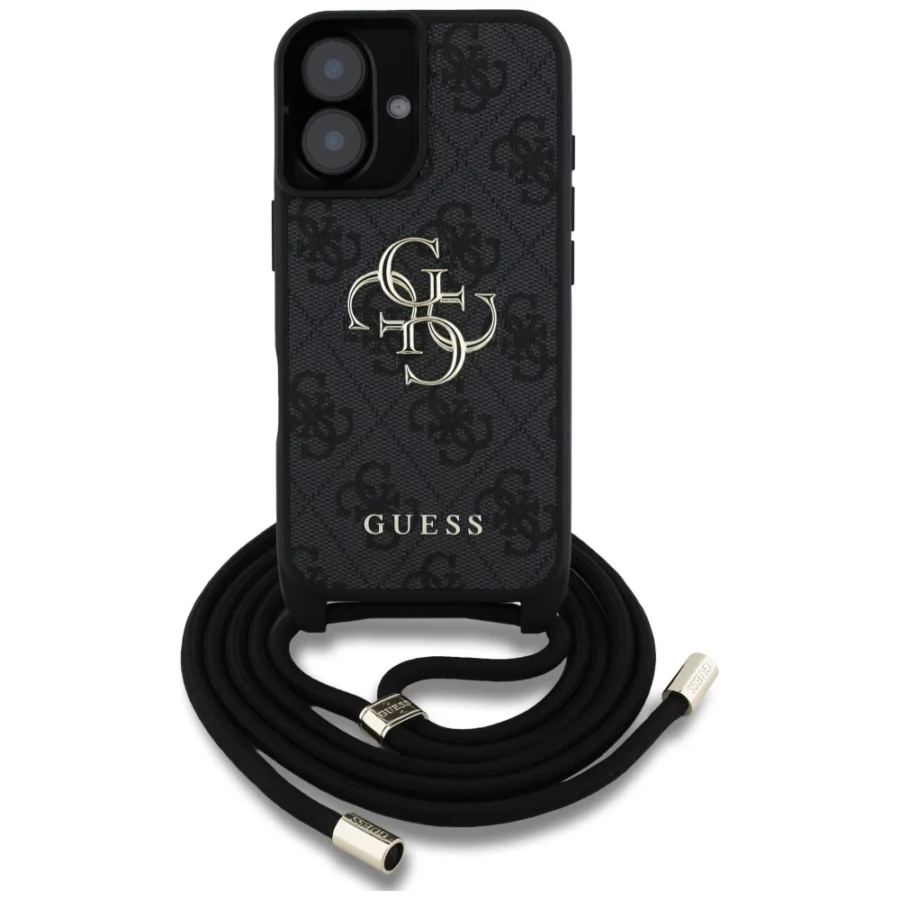 Etui Guess 4G Big Logo Cord Stap Crossbody do iPhone 16 czarny