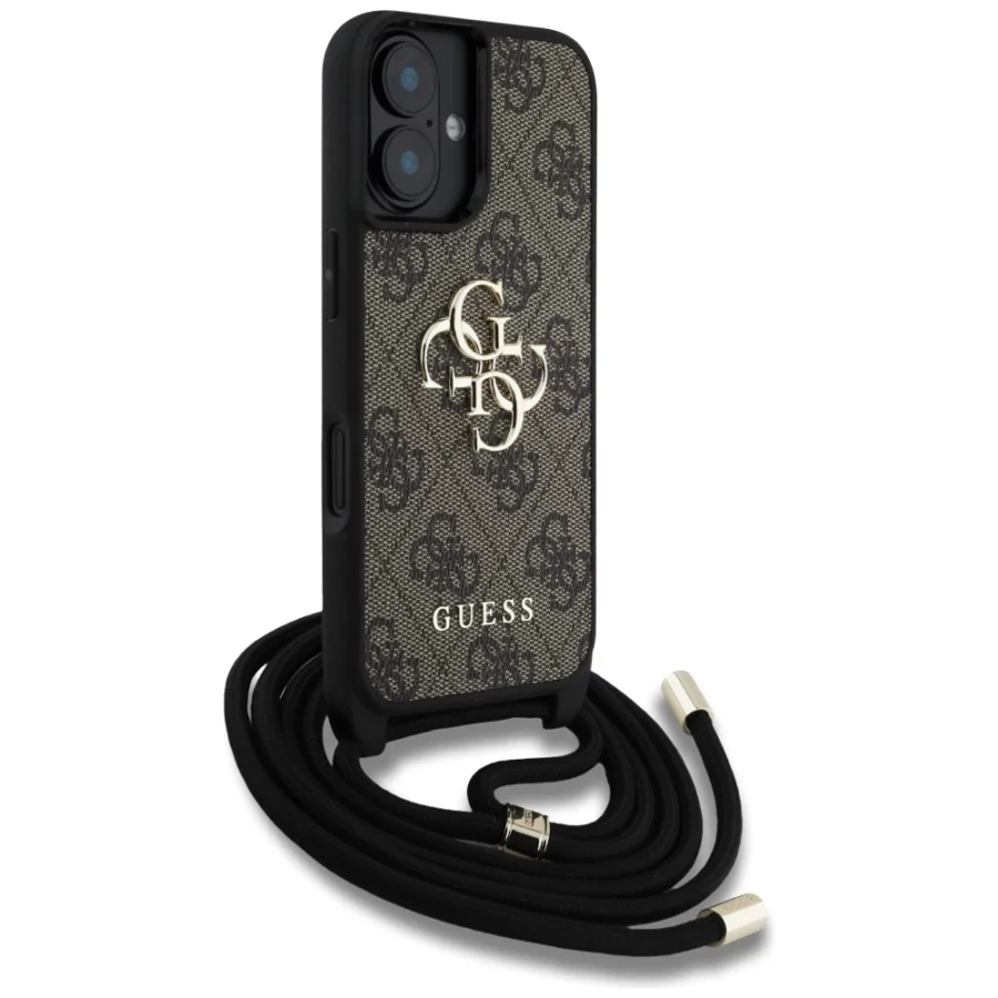Etui Guess 4G Big Logo Cord Stap Crossbody do iPhone 16 Plus brązowy