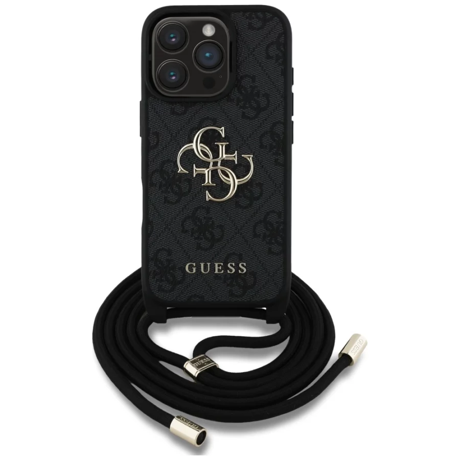 Etui Guess 4G Big Logo Cord Stap Crossbody do iPhone 16 Pro czarny