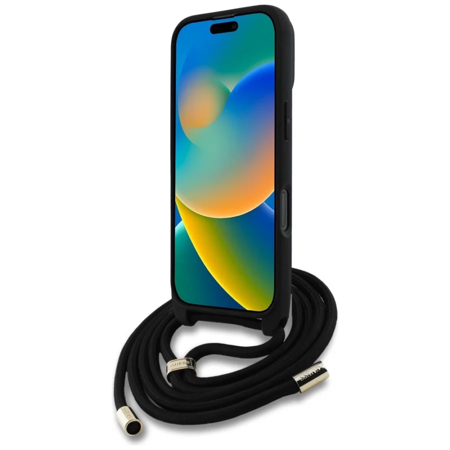 Etui Guess 4G Big Logo Cord Stap Crossbody do iPhone 16 Pro czarny