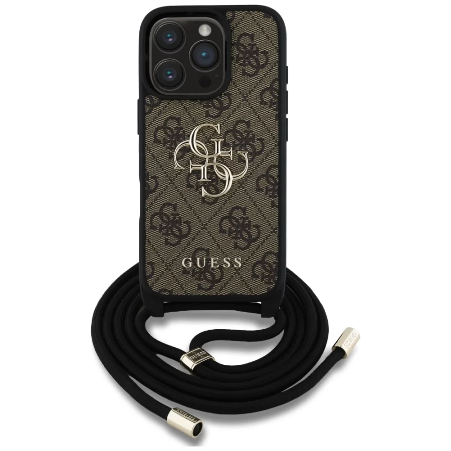 Etui Guess 4G Big Logo Cord Stap Crossbody do iPhone 16 Pro Max brązowy