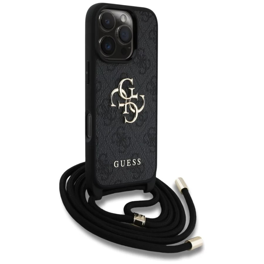 Etui Guess 4G Big Logo Cord Stap Crossbody do iPhone 16 Pro Max czarny