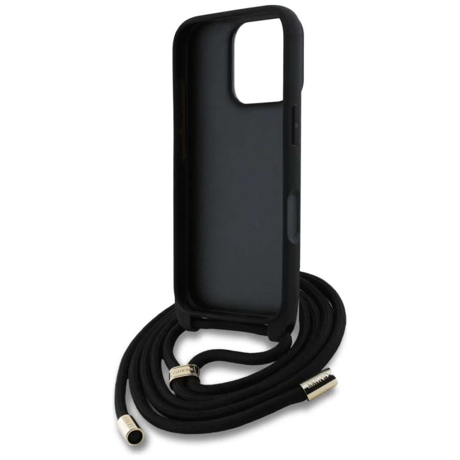 Etui Guess 4G Big Logo Cord Stap Crossbody do iPhone 16 Pro Max czarny