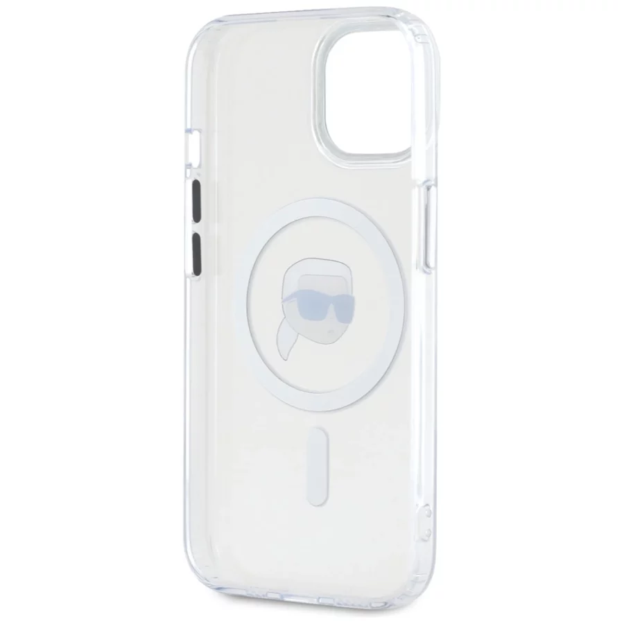 Etui Karl Lagerfeld IML Metal Karl Head MagSafe do iPhone 15 Plus biały