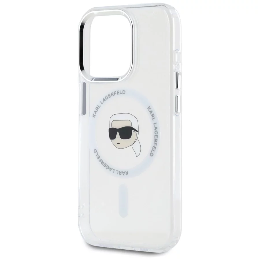 Etui Karl Lagerfeld IML Metal Karl Head MagSafe do iPhone 15 Pro biały