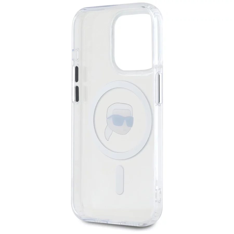 Etui Karl Lagerfeld IML Metal Karl Head MagSafe do iPhone 15 Pro Max biały