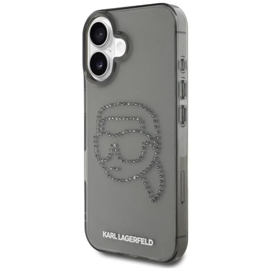 Etui Karl Lagerfeld IML Rhinestones Karl Head do iPhone 16 czarny