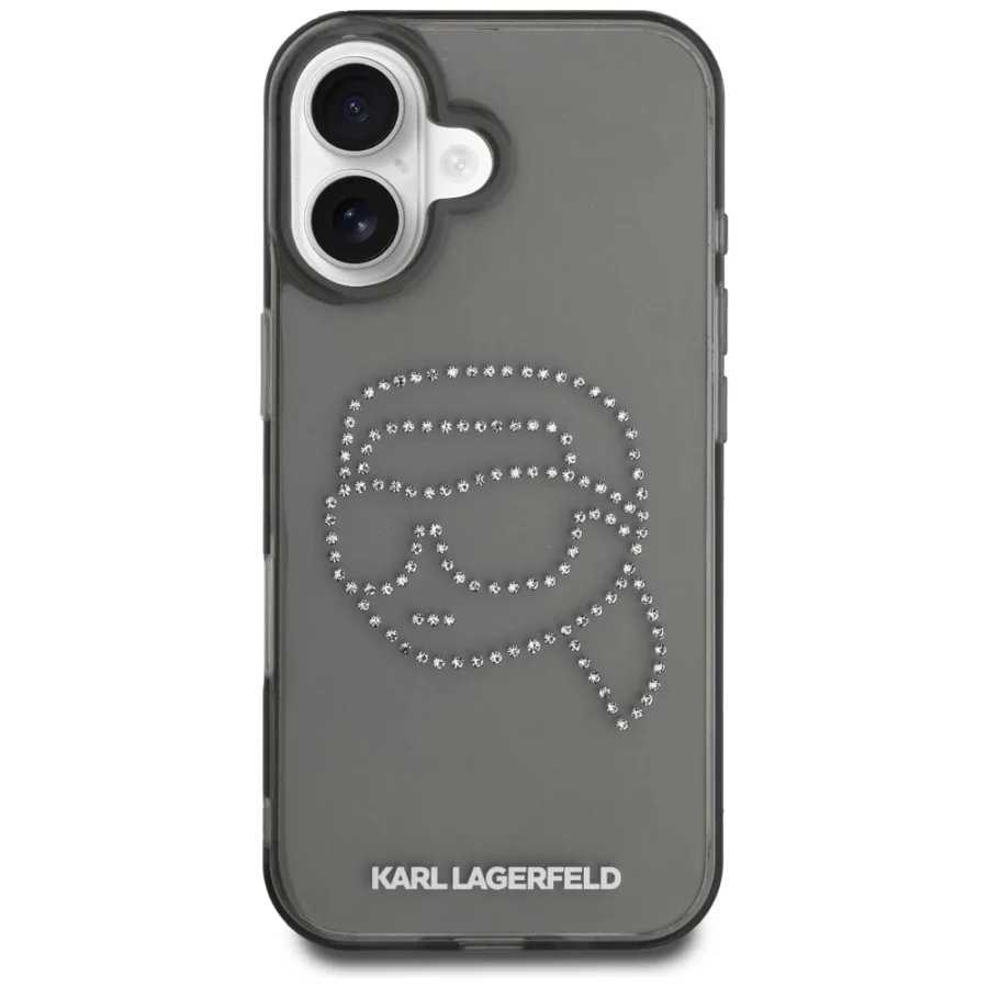 Etui Karl Lagerfeld IML Rhinestones Karl Head do iPhone 16 czarny