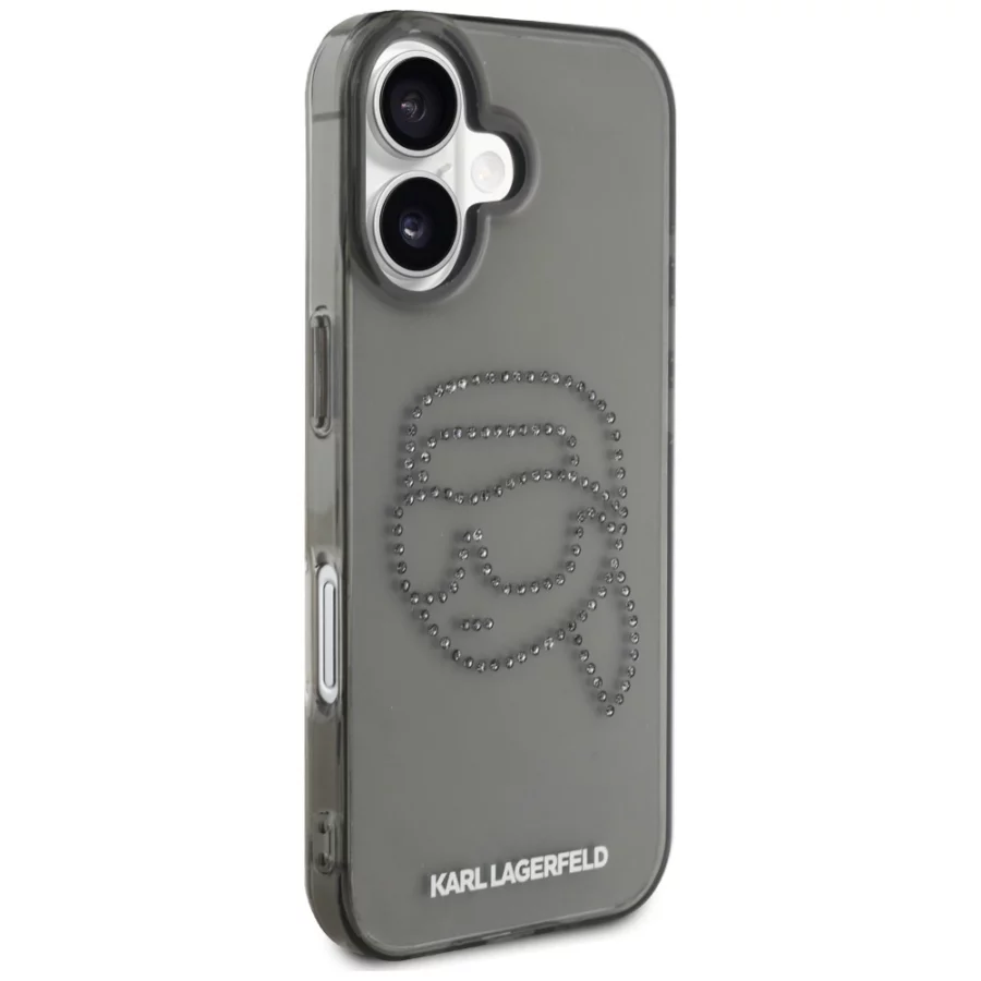 Etui Karl Lagerfeld IML Rhinestones Karl Head do iPhone 16 czarny