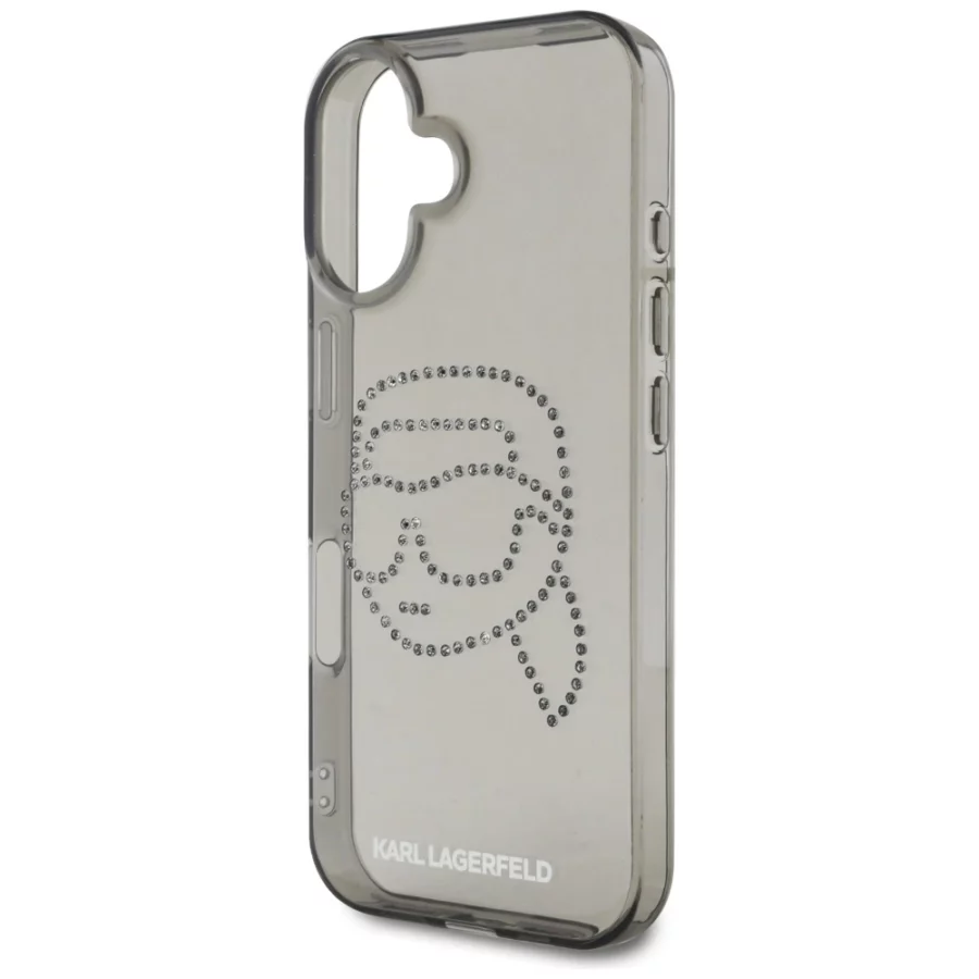 Etui Karl Lagerfeld IML Rhinestones Karl Head do iPhone 16 czarny