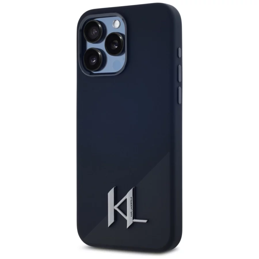 Etui Karl Lagerfeld Silicone Shadow Metal Initial MagSafe do iPhone 15 Pro czarny
