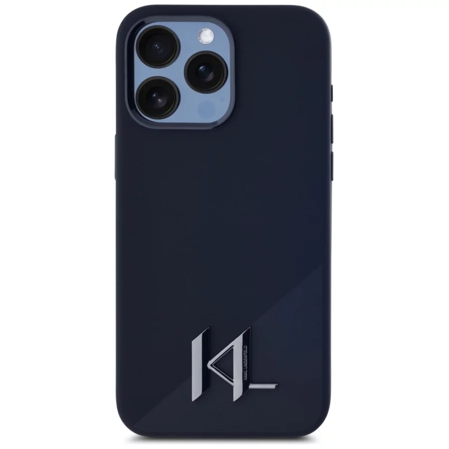 Etui Karl Lagerfeld Silicone Shadow Metal Initial MagSafe do iPhone 15 Pro czarny