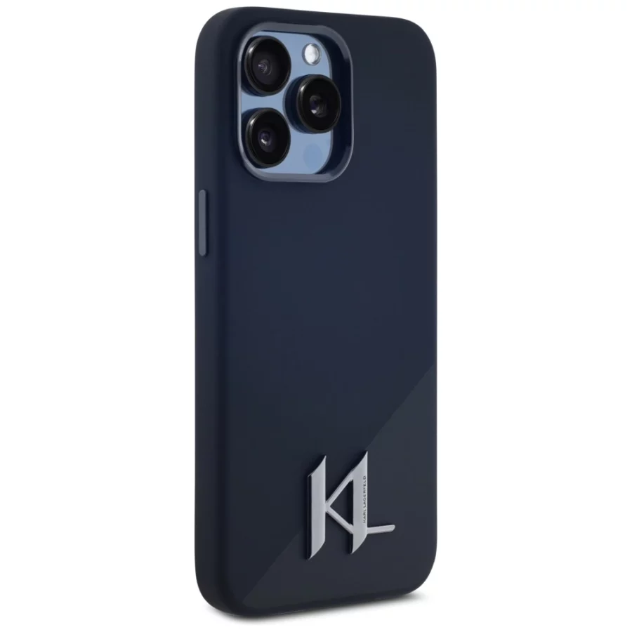 Etui Karl Lagerfeld Silicone Shadow Metal Initial MagSafe do iPhone 15 Pro Max czarny
