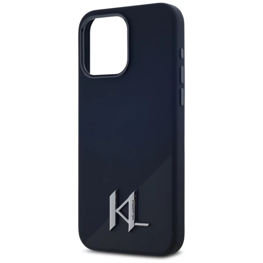 Etui Karl Lagerfeld Silicone Shadow Metal Initial MagSafe do iPhone 15 Pro Max czarny