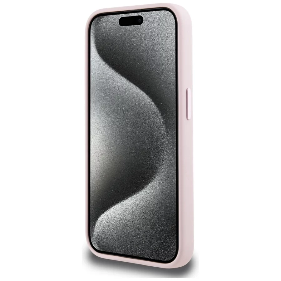 Etui Karl Lagerfeld Silicone Shadow Metal Initial MagSafe do iPhone 15 Pro różowy
