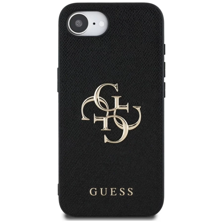 Etui Guess PU Grained 4G Metal Logo na iPhone 16e - czarne