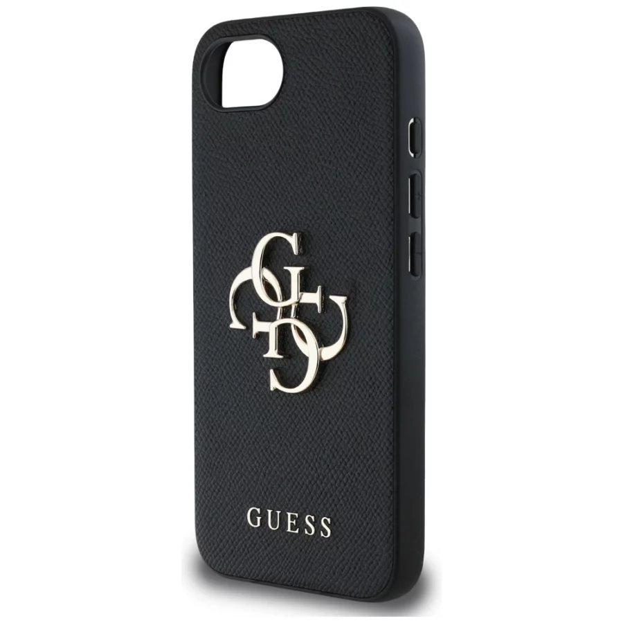 Etui Guess PU Grained 4G Metal Logo na iPhone 16e - czarne