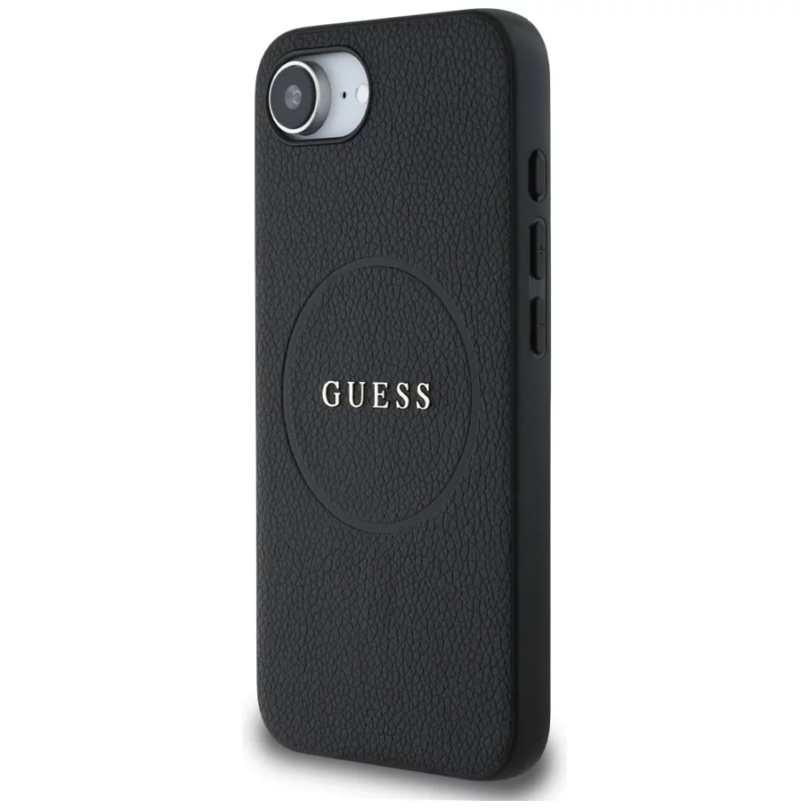 Etui Guess PU Grained Classic Logo z MagSafe na iPhone 16e - czarne