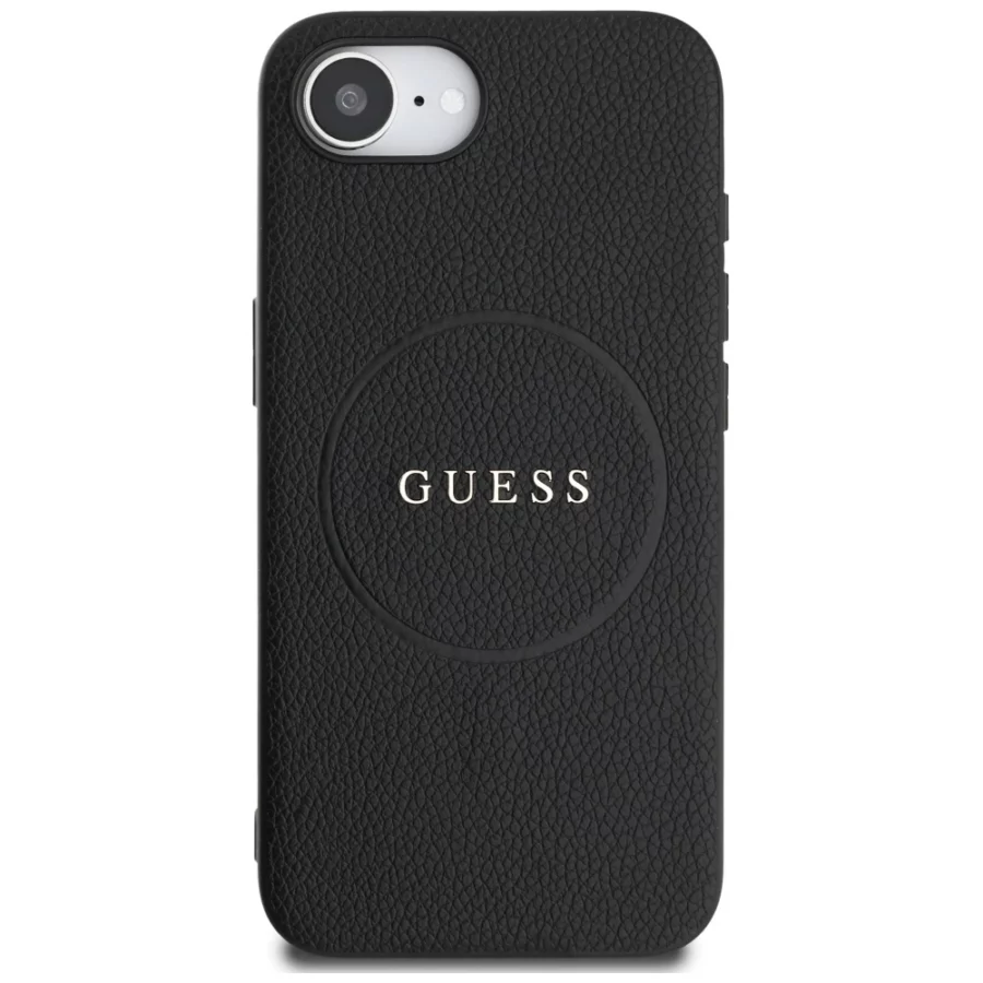 Etui Guess PU Grained Classic Logo z MagSafe na iPhone 16e - czarne
