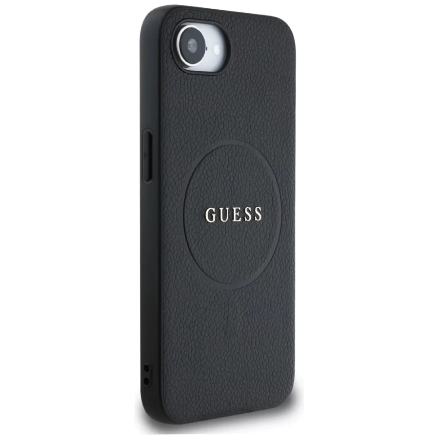 Etui Guess PU Grained Classic Logo z MagSafe na iPhone 16e - czarne