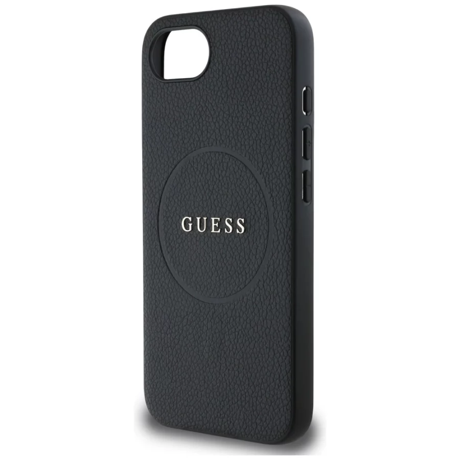 Etui Guess PU Grained Classic Logo z MagSafe na iPhone 16e - czarne