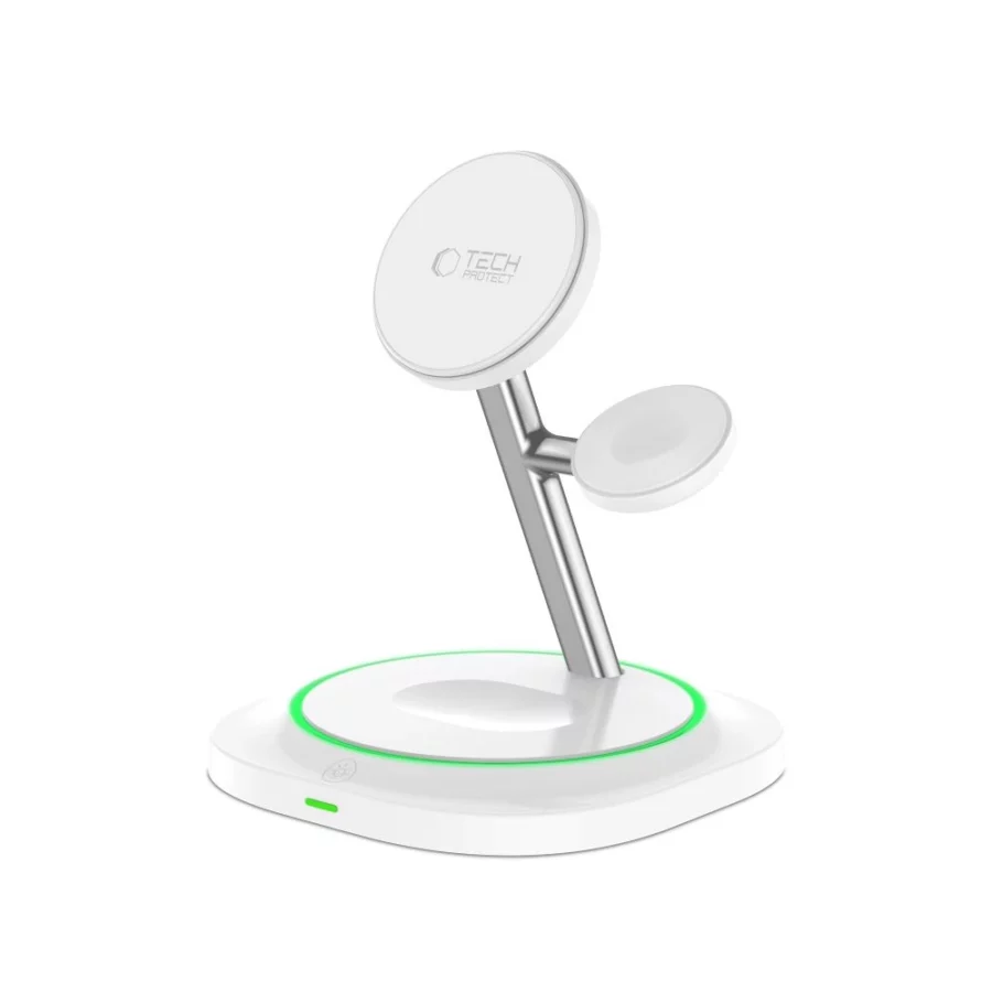Ładowarka indukcyjna Tech-Protect QI15W-A46 3w1 Magnetic MagSafe - biała