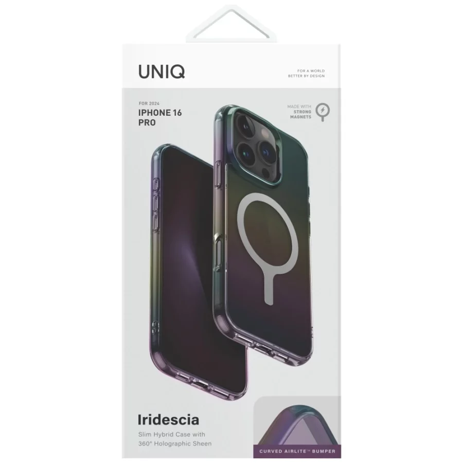 Etui UNIQ Iridescia Magclick Charging na iPhone 16 Pro - czarny