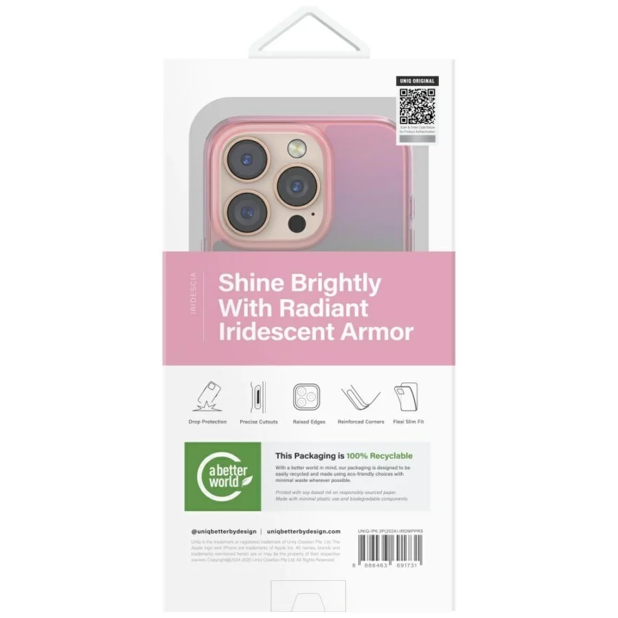 Etui UNIQ Iridescia Magclick Charging na iPhone 16 Pro - różowy