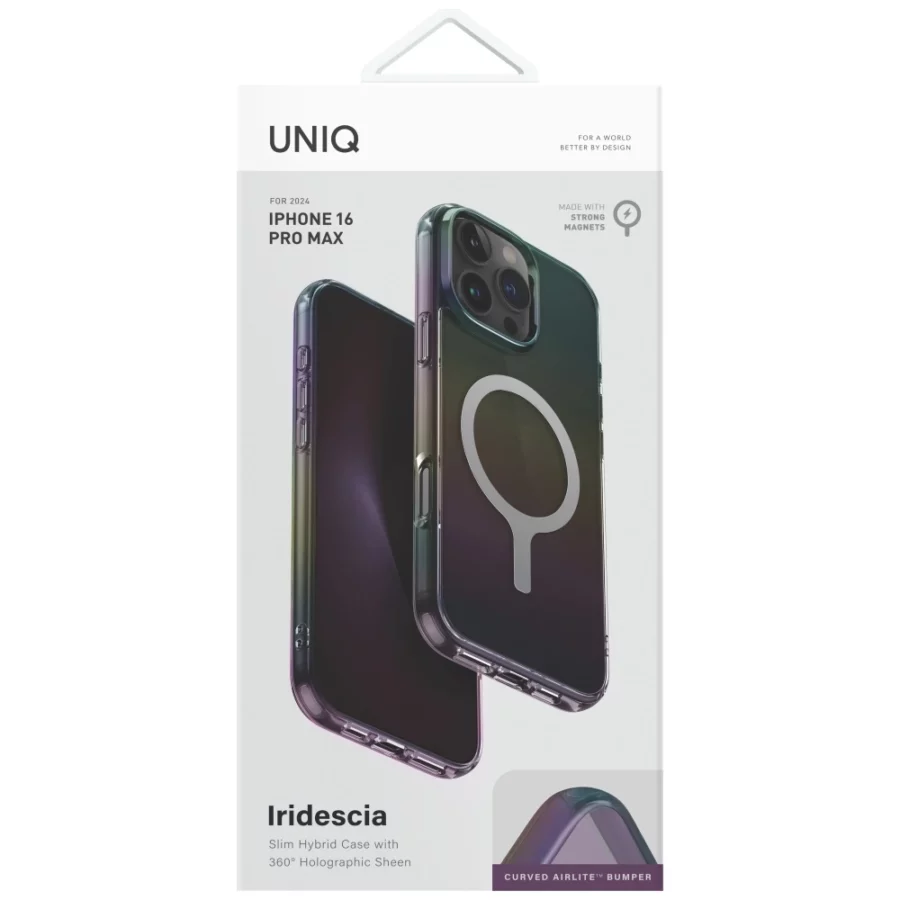 Etui UNIQ Iridescia Magclick Charging na iPhone 16 Pro Max - czarny