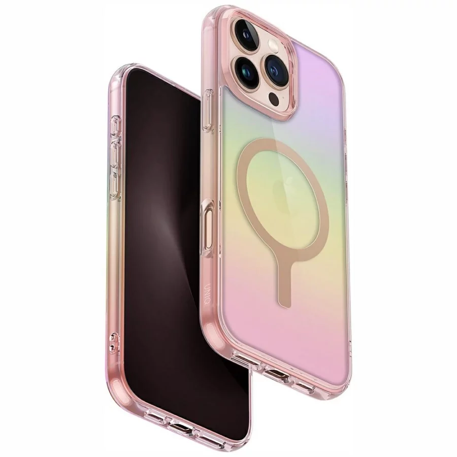 Etui UNIQ Iridescia Magclick Charging na iPhone 16 Pro Max - różowy